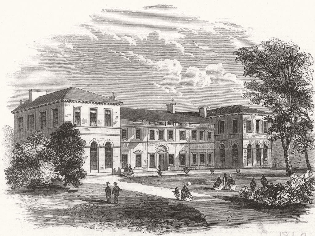 YORKS. Woodhouse-Grove School, near Leeds 1862 old antique print picture